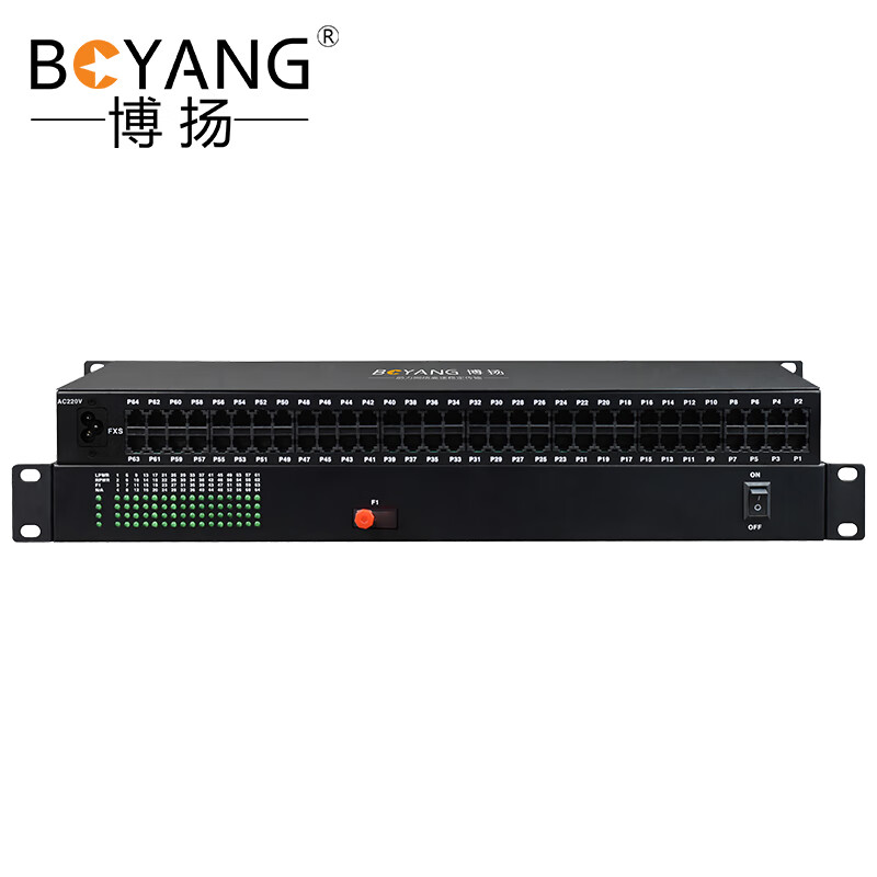 博扬（BOYANG）电话光端机 64路纯电话 RJ11接口 FC单纤机架式单电源 1对价 黑色