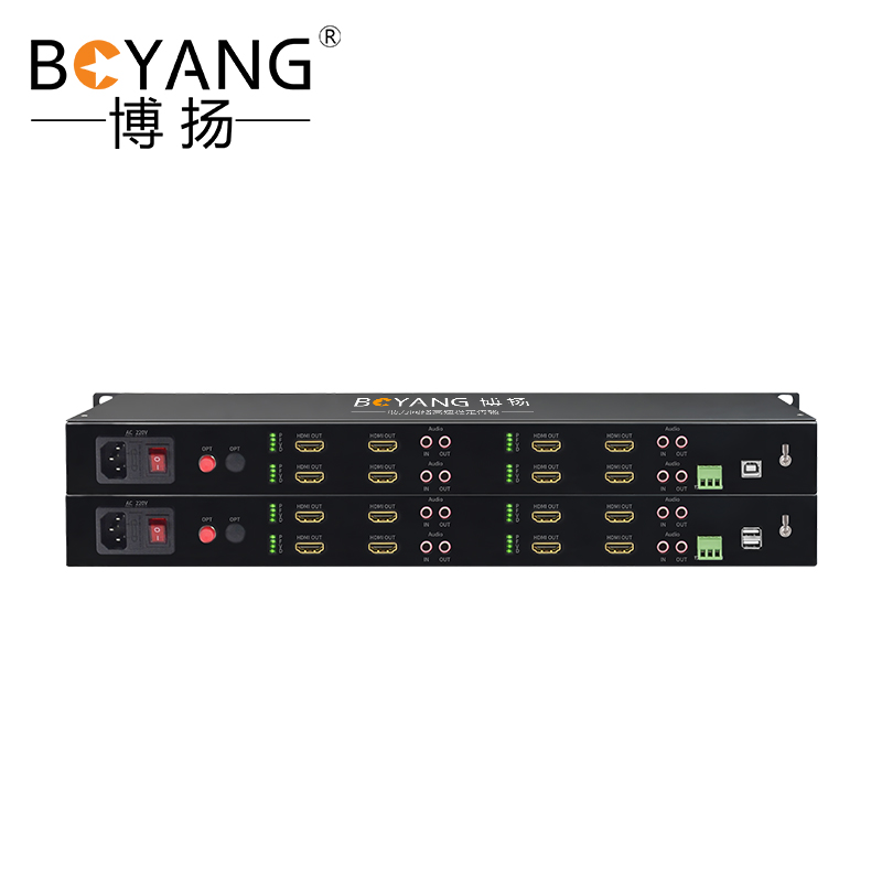 博扬（BOYANG） HDMI-KVM视频光端机 8路HDMI视频+独立双向音频+RS232+USB 黑色