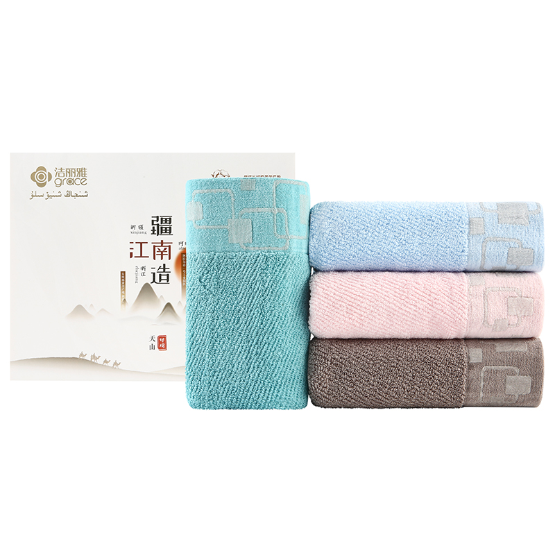洁丽雅厚实纯棉毛巾四条装W0402  33&times;74cm 盒装毛巾（单位：盒） 混色