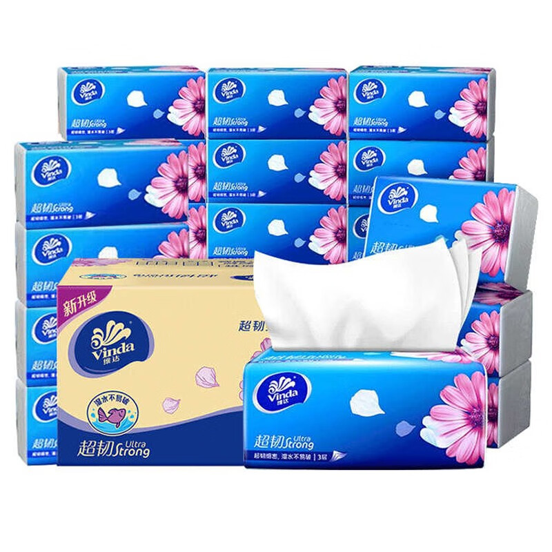 维达超韧抽纸3层110抽18包提装纸巾V2288-18E-T（单位：提）  