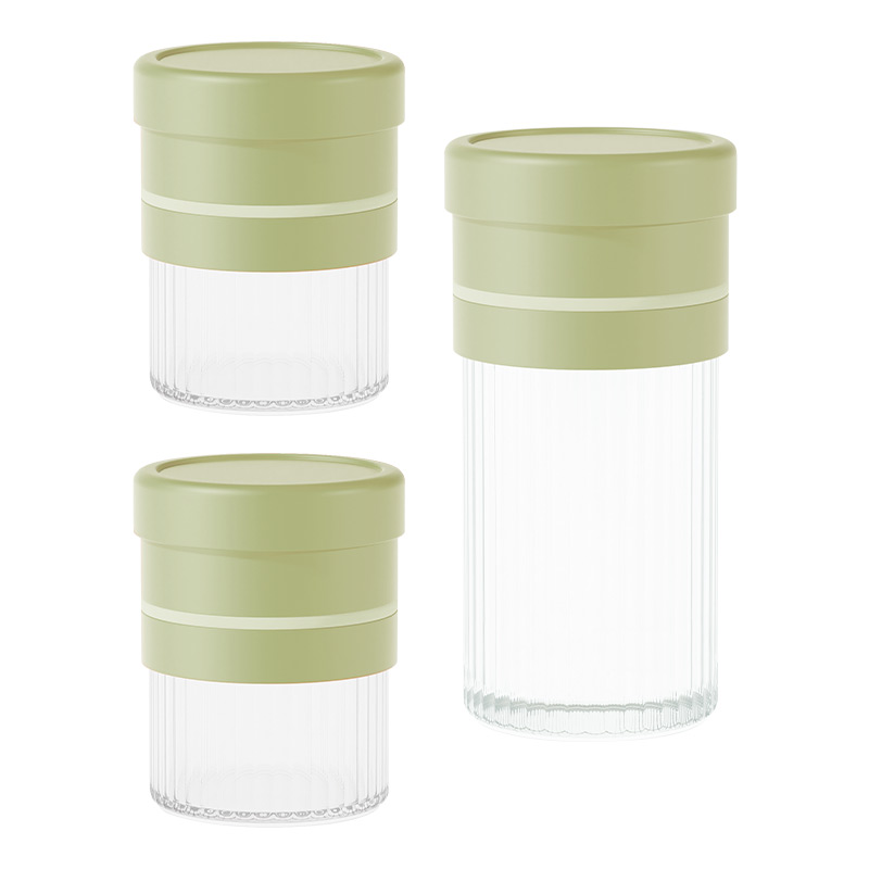 艾逸瑶选 CJ-21075 晶萃系列百变储物罐3件套（单位：套） 绿色