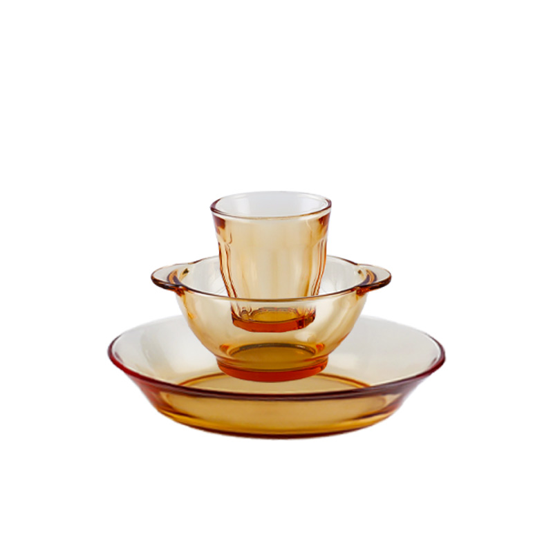 艾逸瑶选 CJ-21131 铂萃系列高硼硅玻璃餐具3件套（单位：套） 琥珀色