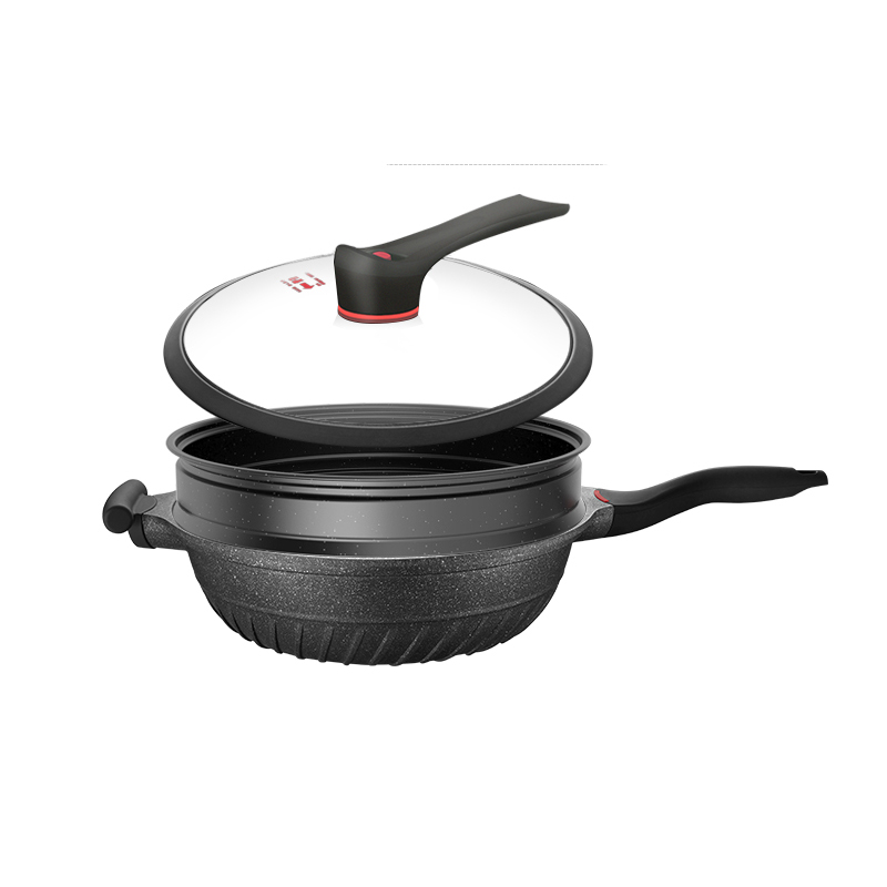 欧美达黑钻系列-微压炒锅32cmA款HZC32-B 黑色