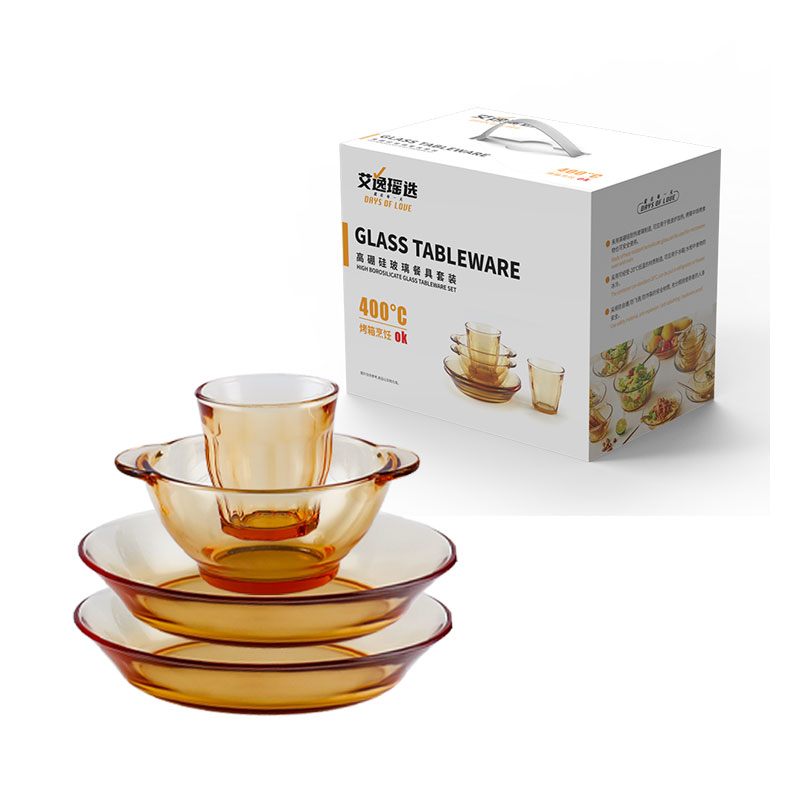 艾逸瑶选 CJ-21140 铂萃系列高硼硅玻璃餐具4件套（单位：套） 琥珀色