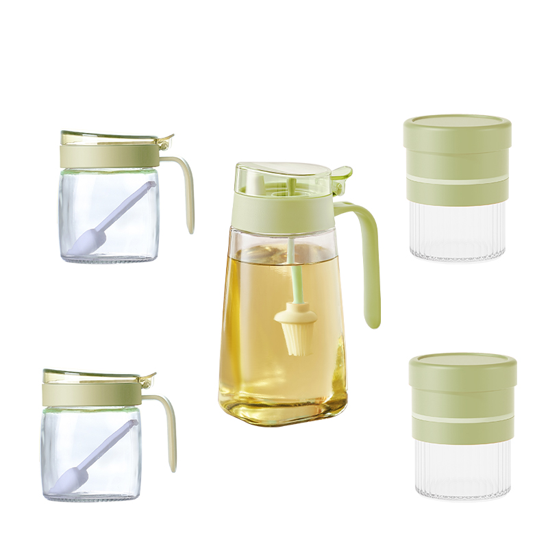 艾逸瑶选CJ-21069  晶萃系列油壶调味储物罐5件套（单位：套） 绿色