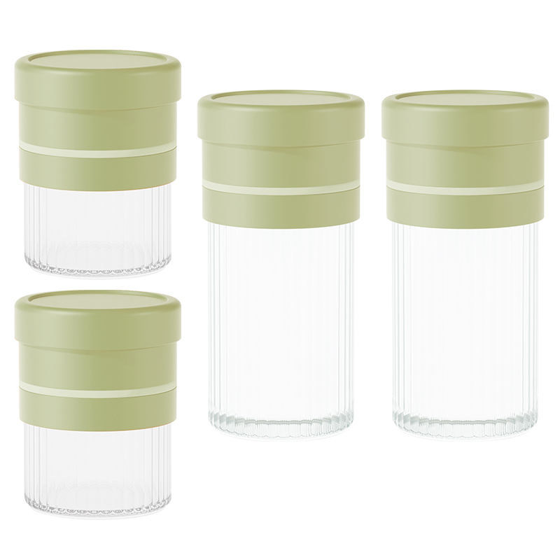 艾逸瑶选 CJ-21127 晶萃系列百变储物罐4件套（单位：套） 绿色