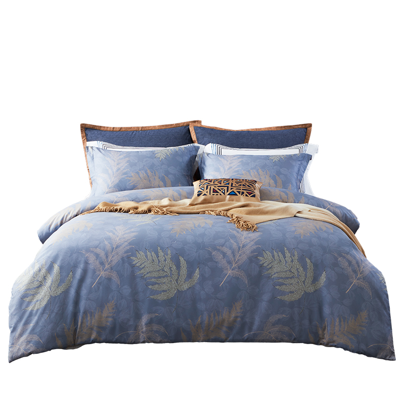 梦洁纯棉印花四件套：祥烨200*230cm 水蓝色