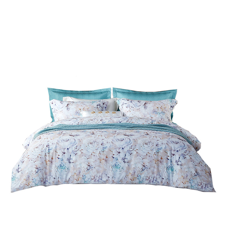 梦洁纯棉磨毛印花四件套：倾心花絮200*230cm 花色