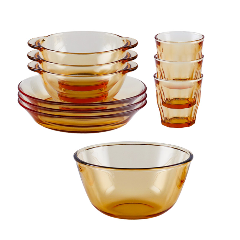 艾逸瑶选 CJ-21135 铂萃系列高硼硅玻璃餐具10件套（单位：套） 琥珀色