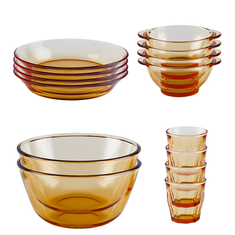 艾逸瑶选 CJ-21138 铂萃系列高硼硅玻璃餐具14件套B（单位：套） 琥珀色