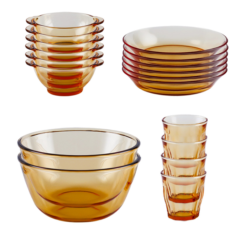 艾逸瑶选 CJ-21139 铂萃系列高硼硅玻璃餐具18件套（单位：套） 琥珀色