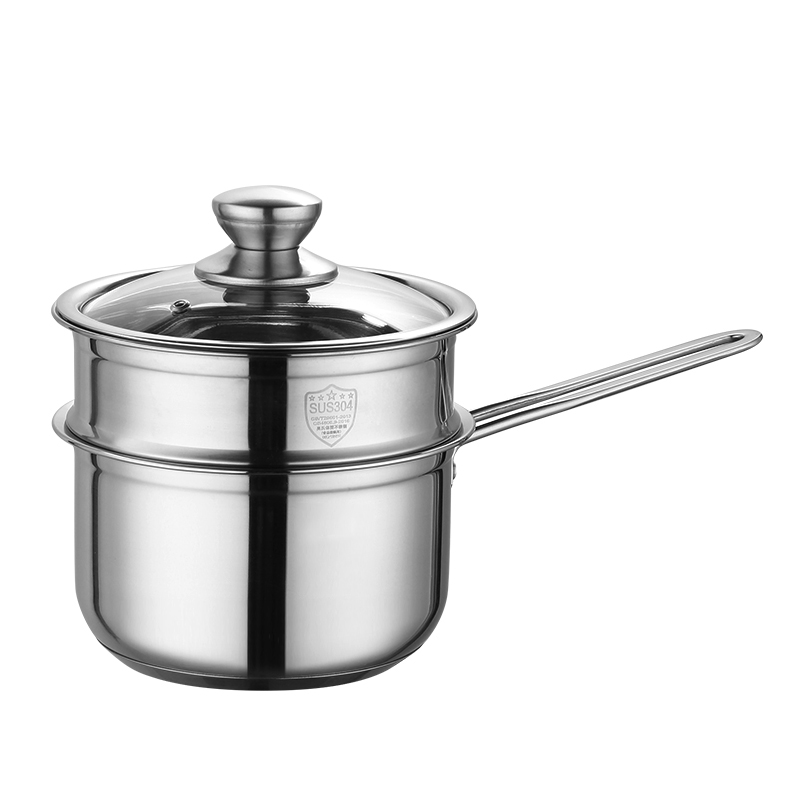 上亨（shangheng）304不锈钢小奶锅婴儿宝宝辅食锅汤锅泡面煮奶不粘汤锅 18cm简把手 18CM食品级加厚辅食奶锅  （带蒸笼）