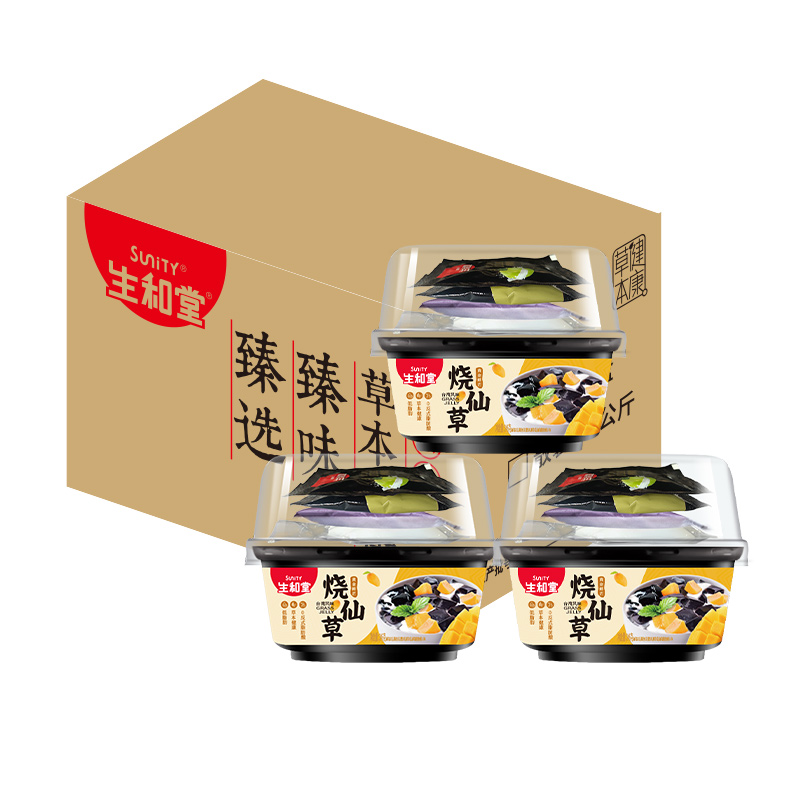 生和堂烧仙草即食黄桃芒果草莓果干配椰浆仙草冻凉粉甜品零食246g/碗 黄色