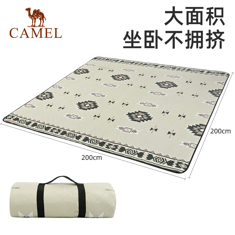 骆驼（CAMEL） 户外民族风野餐垫加厚防水露营野炊坐垫便携睡垫野营防潮垫子 133CA1T017 象牙色 米白/绿