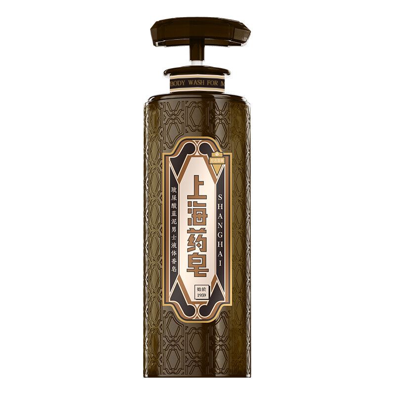 上海药皂玻尿酸蓝泥男士液体香皂去油除螨沐浴皂液排浊去汗味620g*1（单位：瓶） 褐色