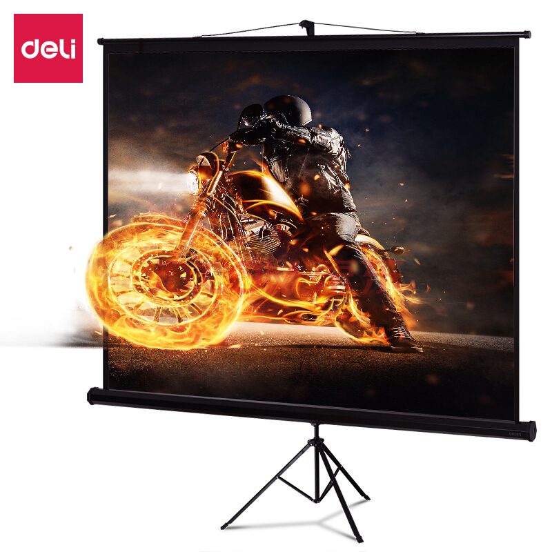 得力(deli)100英寸 16:10投影幕布投影布 适配坚果极米当贝小米投影机 家用投影机投影仪支 曜石黑