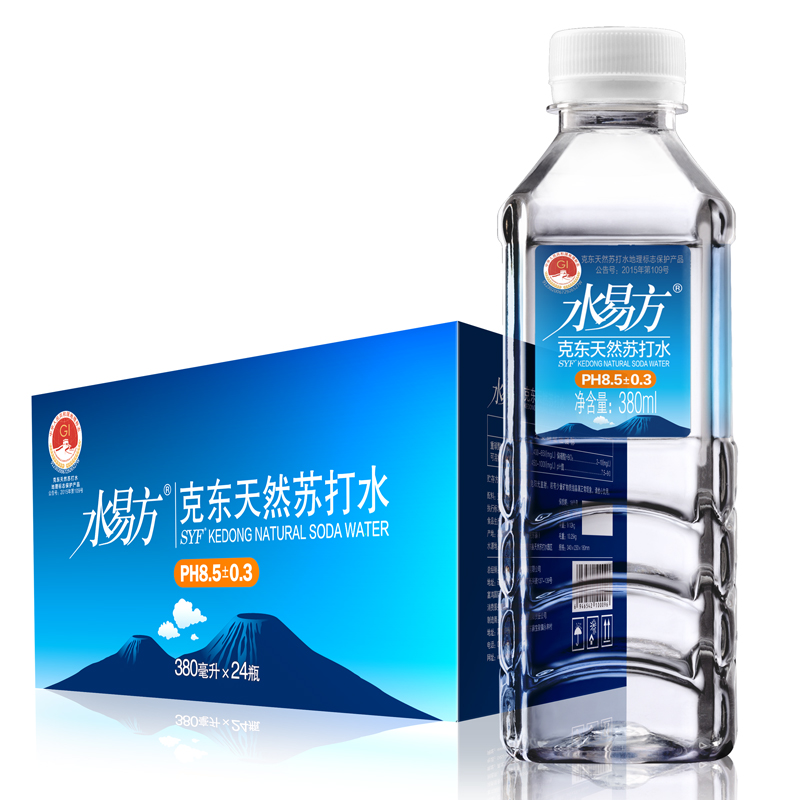水易方（SYF） 克东天然苏打水 380ml*24瓶 无汽弱碱性饮用水 蓝色（单位：箱）