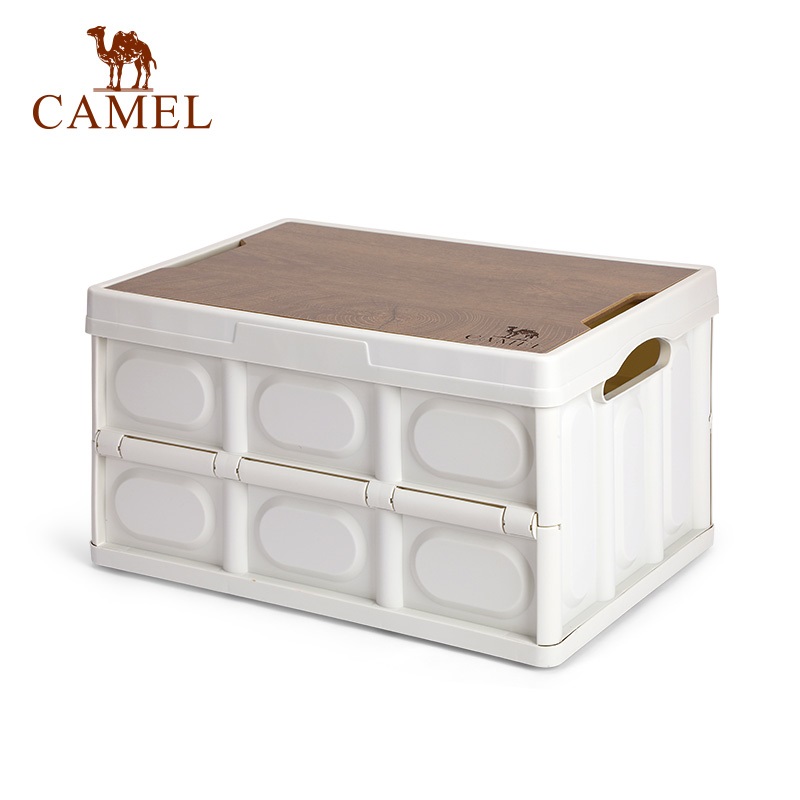 骆驼 户外露营收纳箱折叠整理储物箱子野营桌装备用品便携杂物包袋 1V32350537 个28L 卡其色