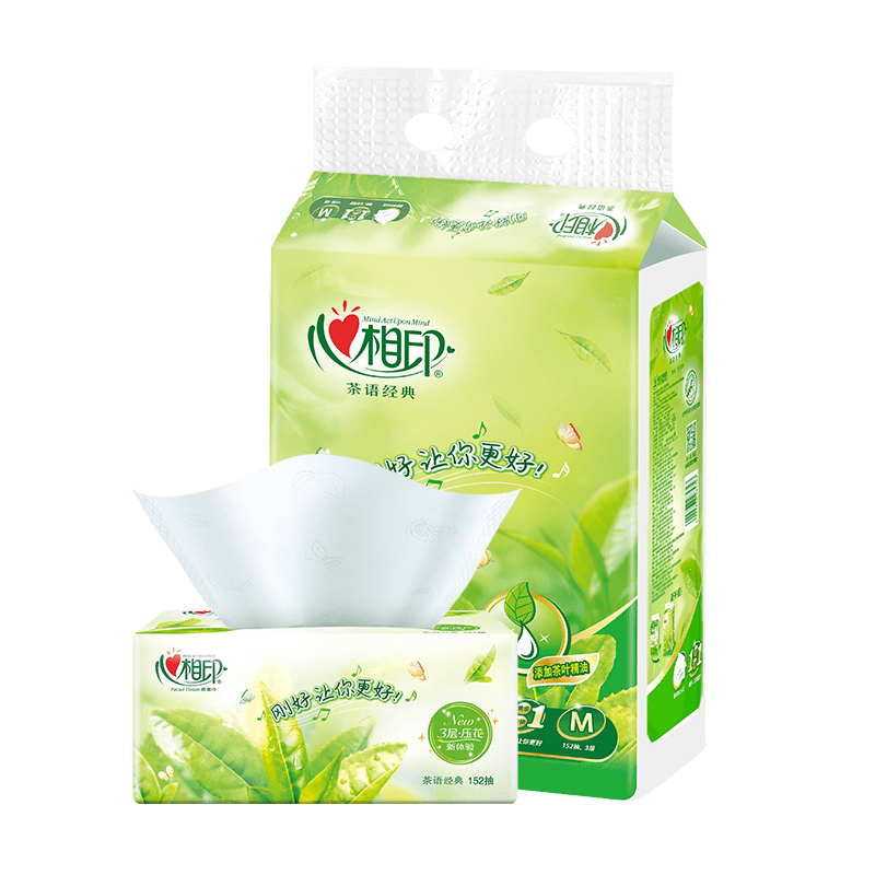 心相印DT3200（箱装）心相印茶语经典系列152抽三层塑装纸面3包*24提（M码） 白色