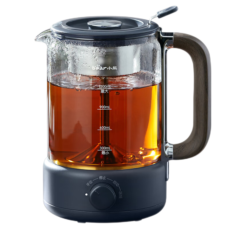 小熊（Bear）养生壶 1.2L大容量煮茶器煮茶壶 复古式木纹手柄喷淋蒸茶壶泡茶壶 煮茶烧水一体 ZCQ-D12Z3