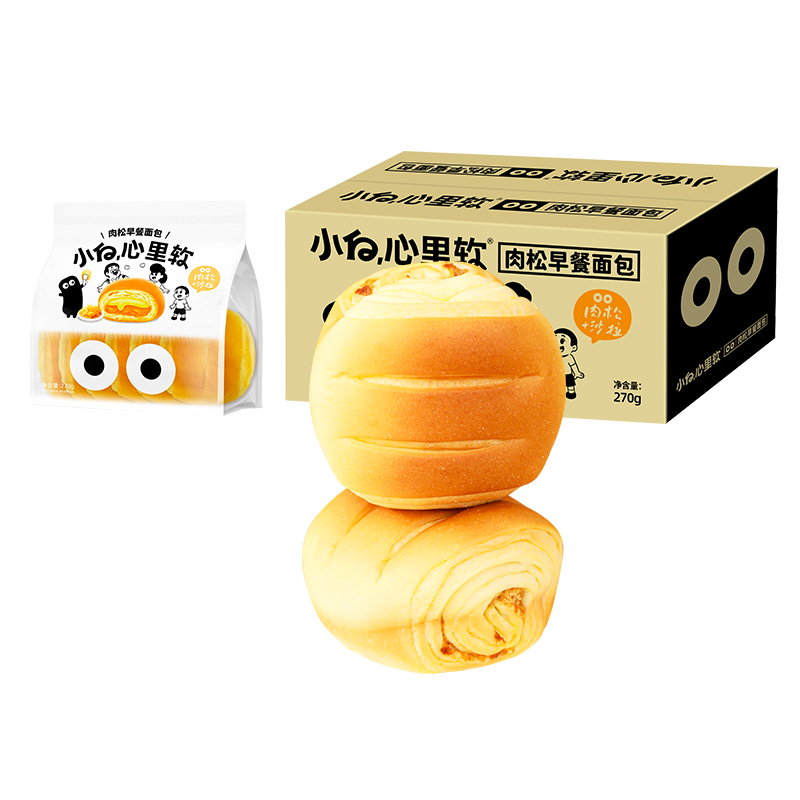 小白心里软 肉松早餐面包270g 象牙色