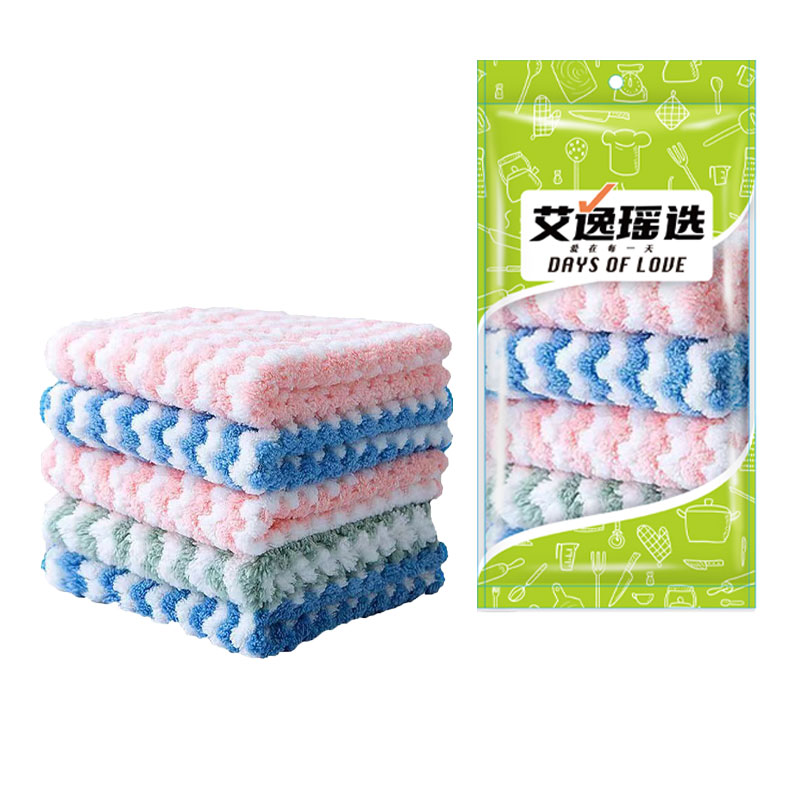 艾逸瑶选  JQ-0111 逸洁珊瑚绒多色抹布5片装 30*30cm（单位：袋） 混色