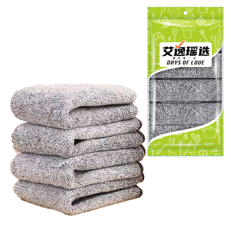 艾逸瑶选 JQ-0110 逸洁珊瑚绒多功能清洁巾5片装 30*30cm（单位：袋） 灰色