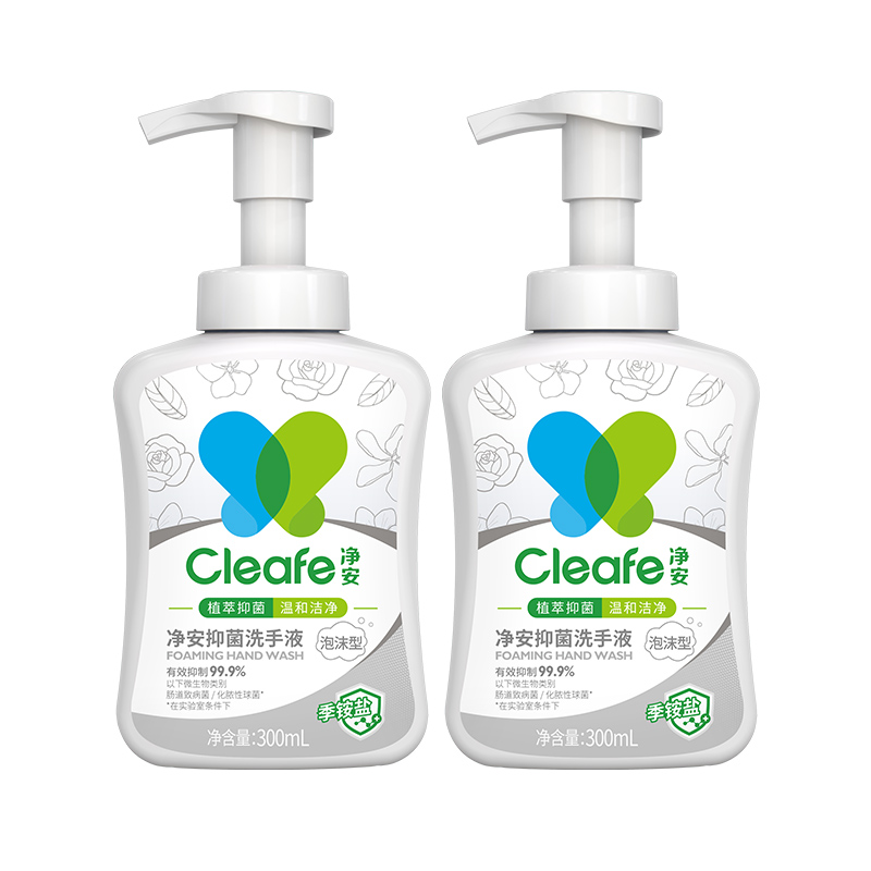 净安（Cleafe）抑菌净手液(泡沫型)300ml*2(栀子花)（单位：组） 白色