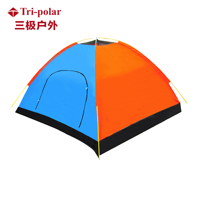 三极 TP1112 野营拼色露营双层搭建帐篷 210cm*130cm 橘色