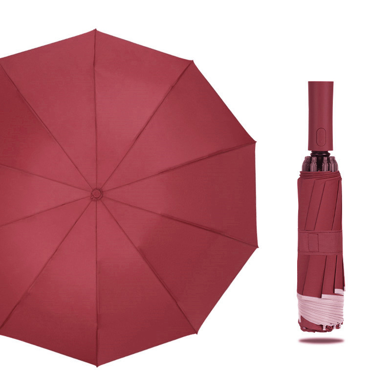 三极 TP7399    10骨全自动反向伞 碰击布+反光条  单位：把 酒红色