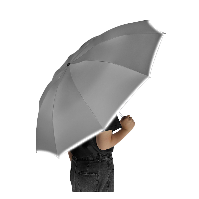 三极 TP7399   10骨全自动反向伞 黑胶布+反光条 烟灰色