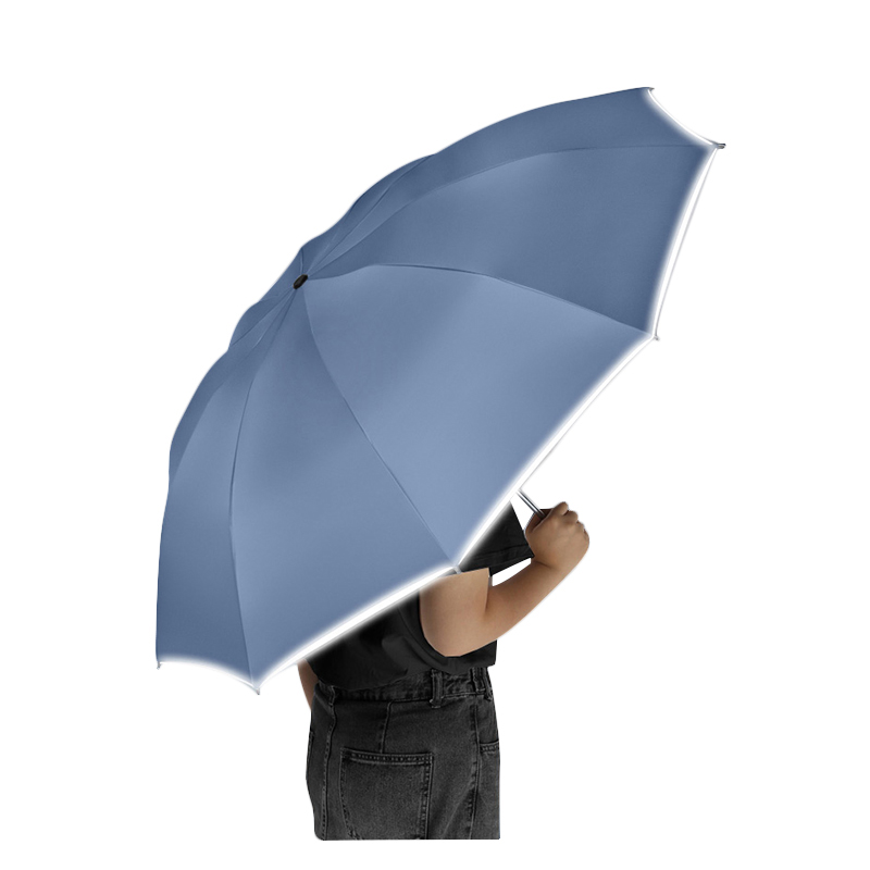 三极 TP7399   10骨全自动反向伞 黑胶布+反光条 雾霾蓝