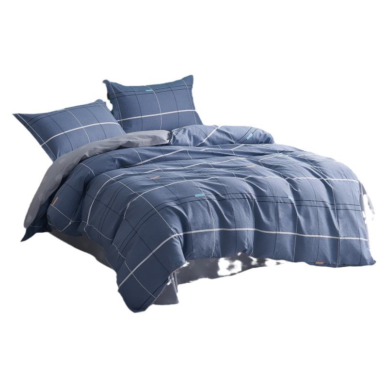 蚕花娘娘全棉环保四件套200*230人生几何 蓝色 200*230cm