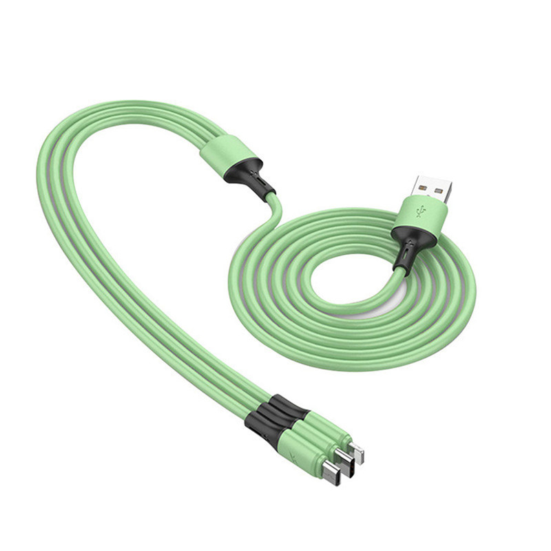 宜客莱 一拖三 Z43 液态双模充电线 长1.2米 抹茶色