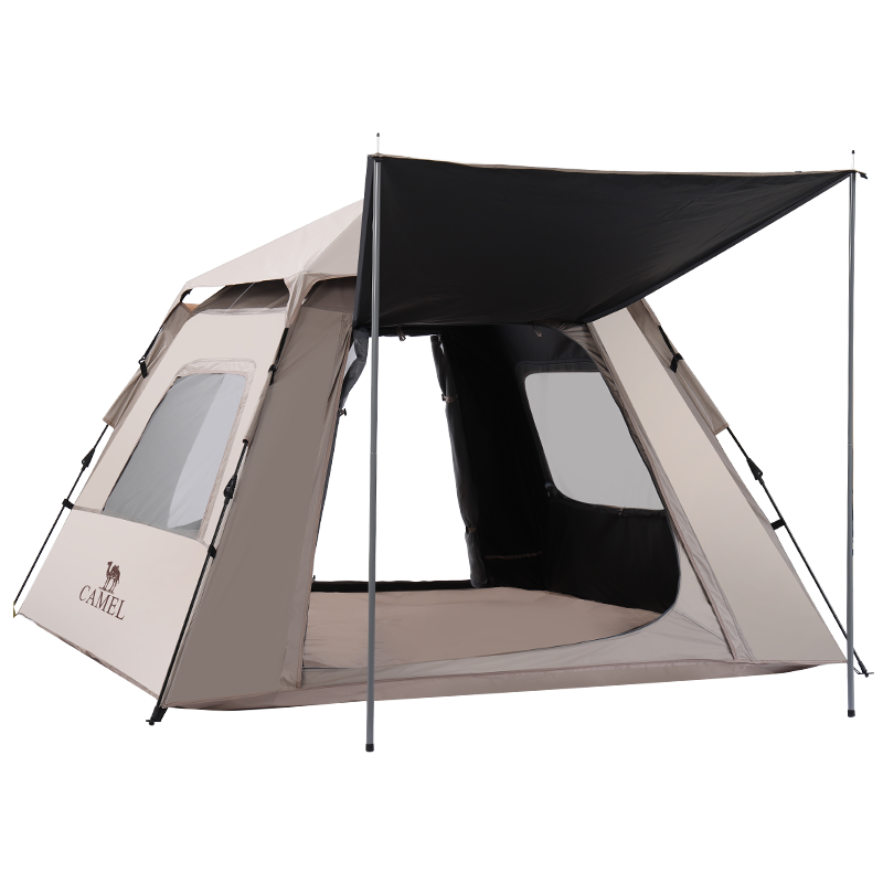 骆驼（CAMEL）户外帐篷涂银防晒野营全自动速开帐大空间露营装备 133CA1T020 奶茶杏 流沙金