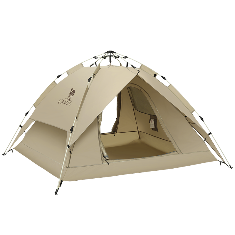 骆驼（CAMEL） 户外帐篷加厚便携式全自动弹开野营野外野餐防雨液压露营装备 133CA1T019 奶茶杏 摩卡色