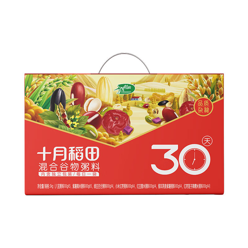 十月稻田 30天杂粮粥 3kg 五谷杂粮 红色（单位：盒）