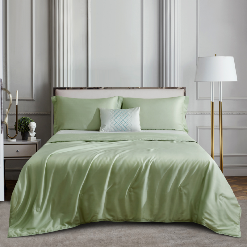 怡莲YL-Z3008芯雅天丝蚕丝被纯野生柞蚕丝空调被可水洗面料双人床净填充350克（单位：床） 松石绿 200*230CM