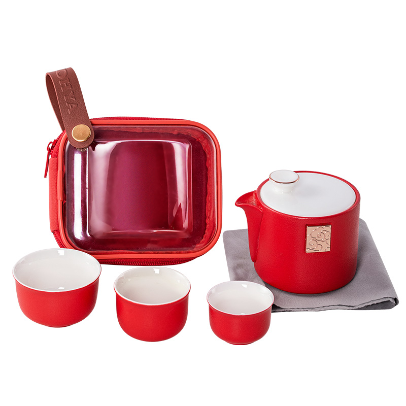 多样屋（TAYOHYA）鎏金如意旅行茶具组6件套TA31-0053BP（单位：套） 红色