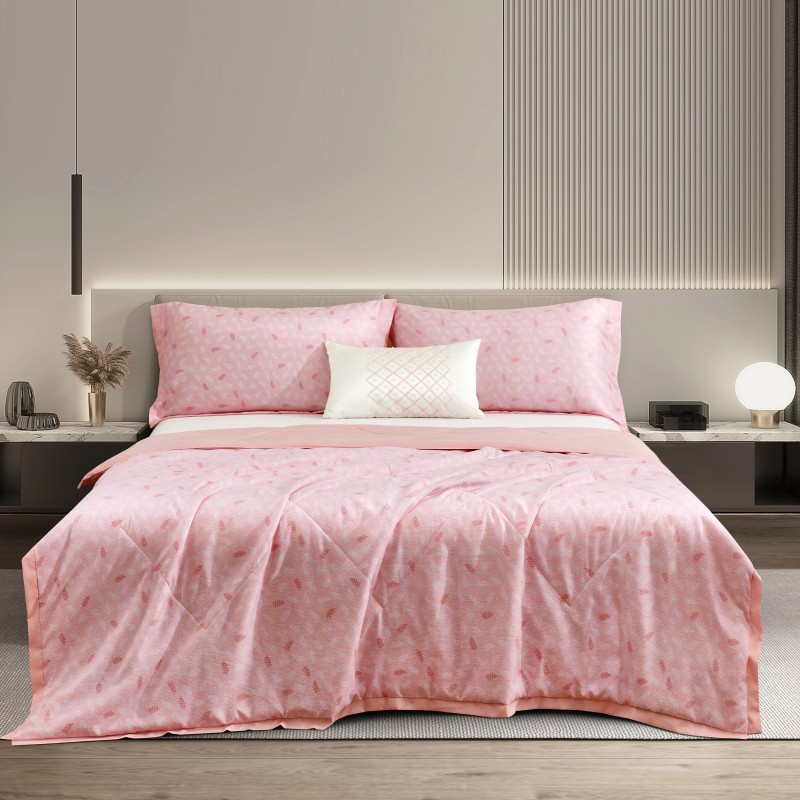 怡莲YL-H3307柔梦抗菌被粉色印花柔软舒适透气纤维被净填充360克180*210CM（单位：床） 粉色印花