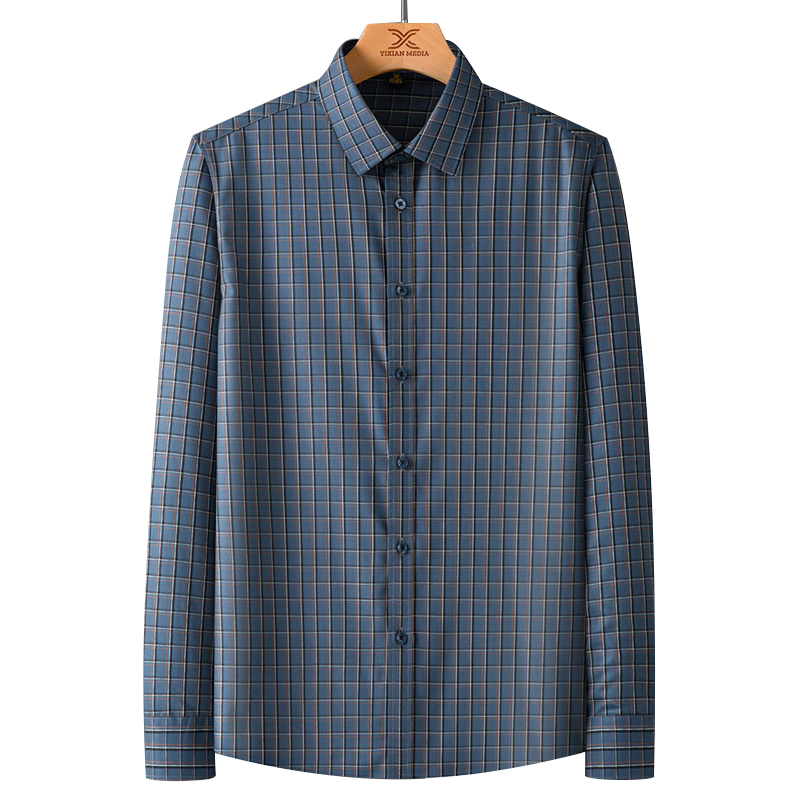 丰讯男士时尚休闲百搭易打理格纹长袖衬衫FXPS2352（单位：件） 蓝灰格 170