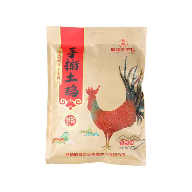 晓姚农夫恩施硒都手撕土鸡香辣味420g/袋 枫叶色