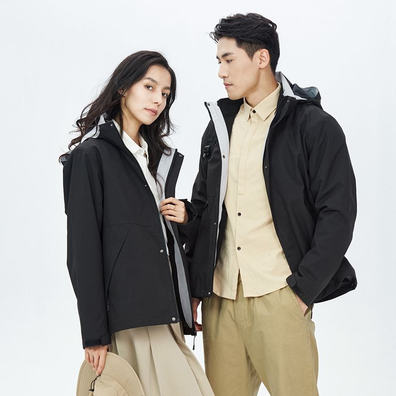 丰讯情侣款冲锋衣保暖外套摇粒绒 三合一可脱卸FXTF230831（单位：件） 男女同款黑色 S