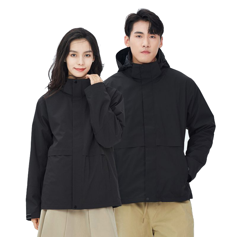 丰讯男女同款三合一可拆卸加绒摇粒绒内胆冲锋衣FXTF230833（单位：件） 男女同款黑色 4XL