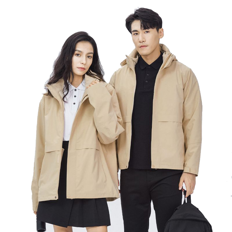 丰讯男女同款三合一可拆卸加绒摇粒绒内胆冲锋衣FXTF230833（单位：件） 男女同款米杏色 XL