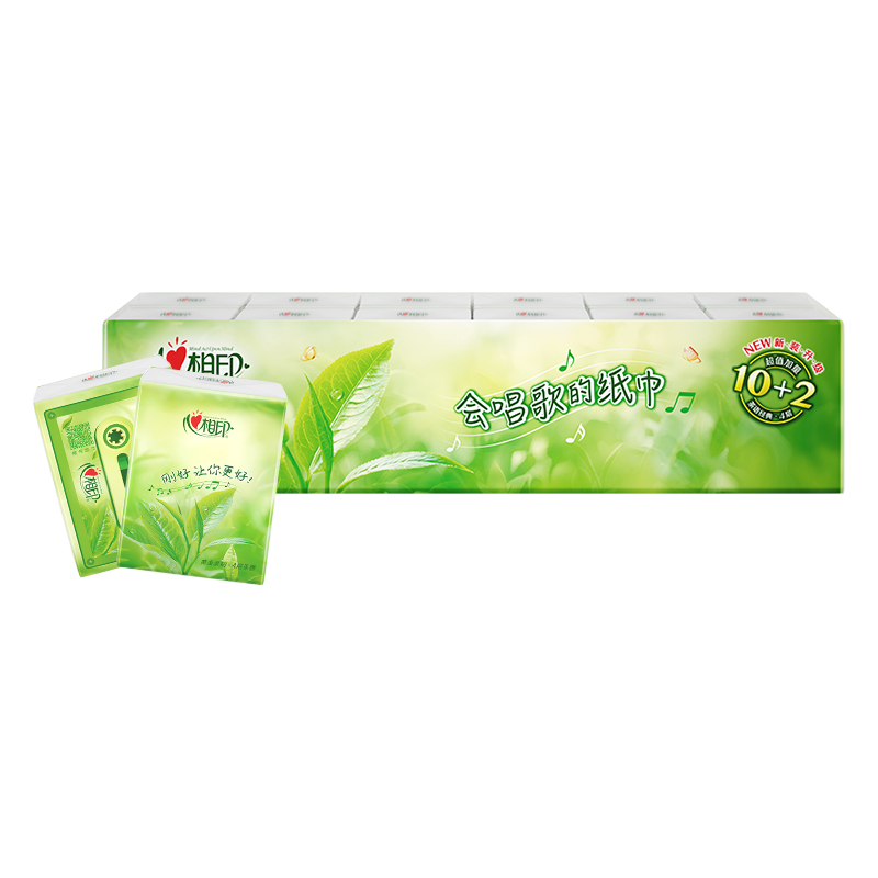 心相印C1710（条装） 茶语经典系列12包装四层手帕纸（音乐版） 白色