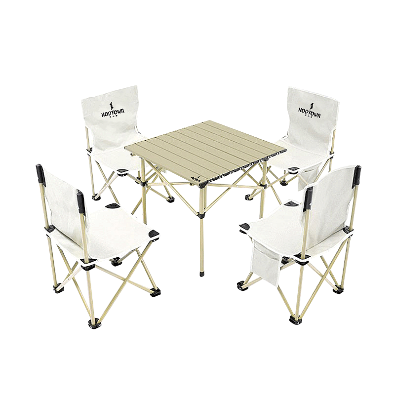 何大屋 户外休闲折叠桌椅套装HDW1512 米白色 米白色