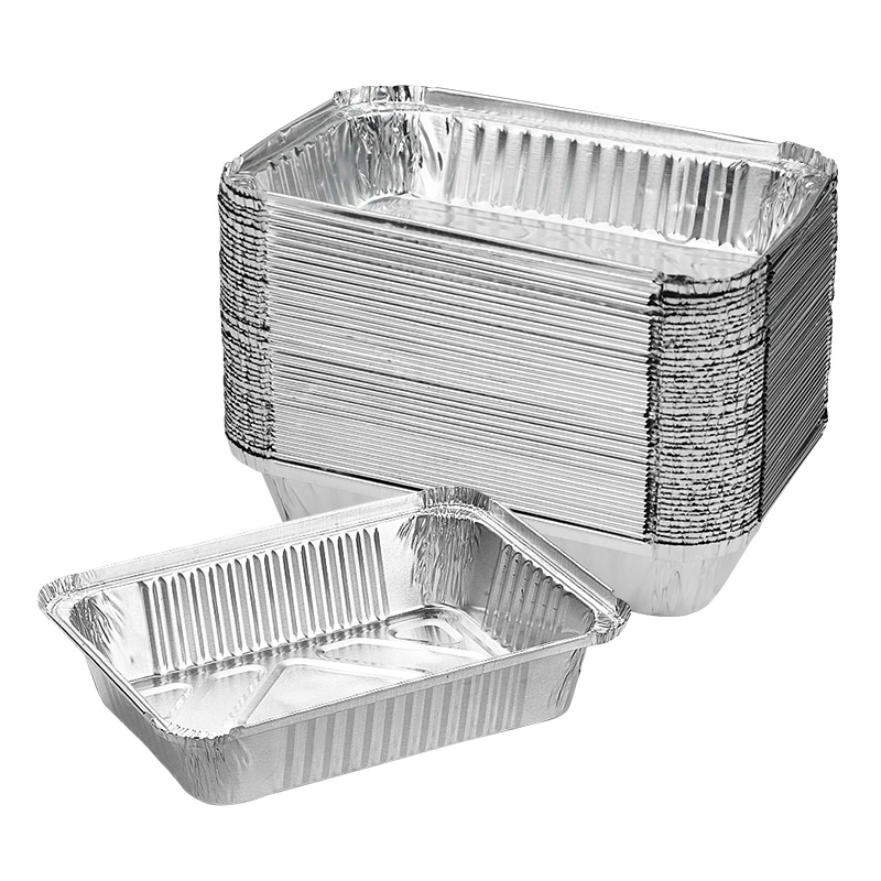 美厨一次性铝箔盒21cm*50只 MCFT6227 白色
