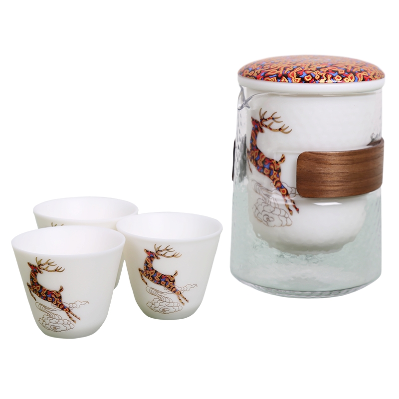 果兹一鹿有你&middot;羊脂玉快客杯GZ-T02（单位：套） 白色