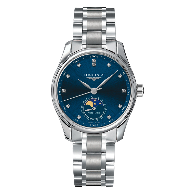 浪琴Longines 名匠系列月相机械手表女士腕表 L2.409.4.97.6 深蓝色